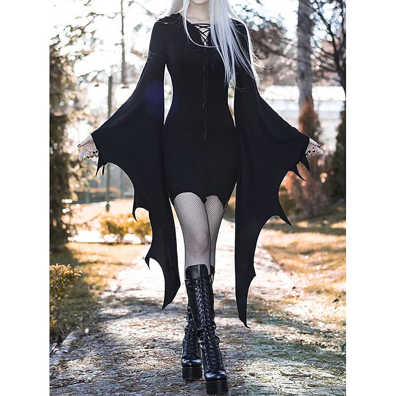 Retro Vintage Punk & Gothic Medieval Dress Masquerade Witch Witches Fancy Dress Women's Fantasy Steampunk Walpurgis Night Halloween Carnival Masquerade Halloween Party / Evening Adults' Dress
