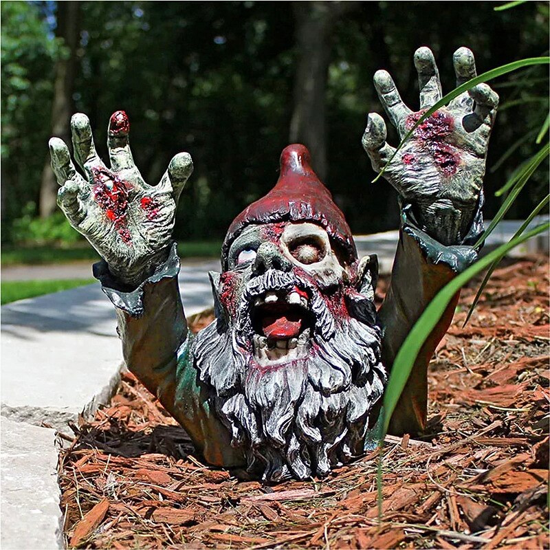 Halloween Ghost Festival Zombie Gnome Bust Statue Resin Handicraft Ornaments Garden Courtyard Decoration