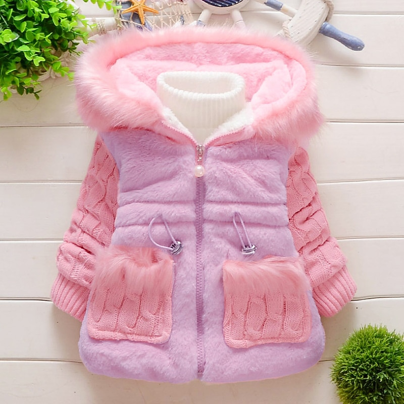 Girls' 3D Solid Color Coat Long Sleeve Winter Active Cute Kids 1-5 Years Daily Regular Fit2
