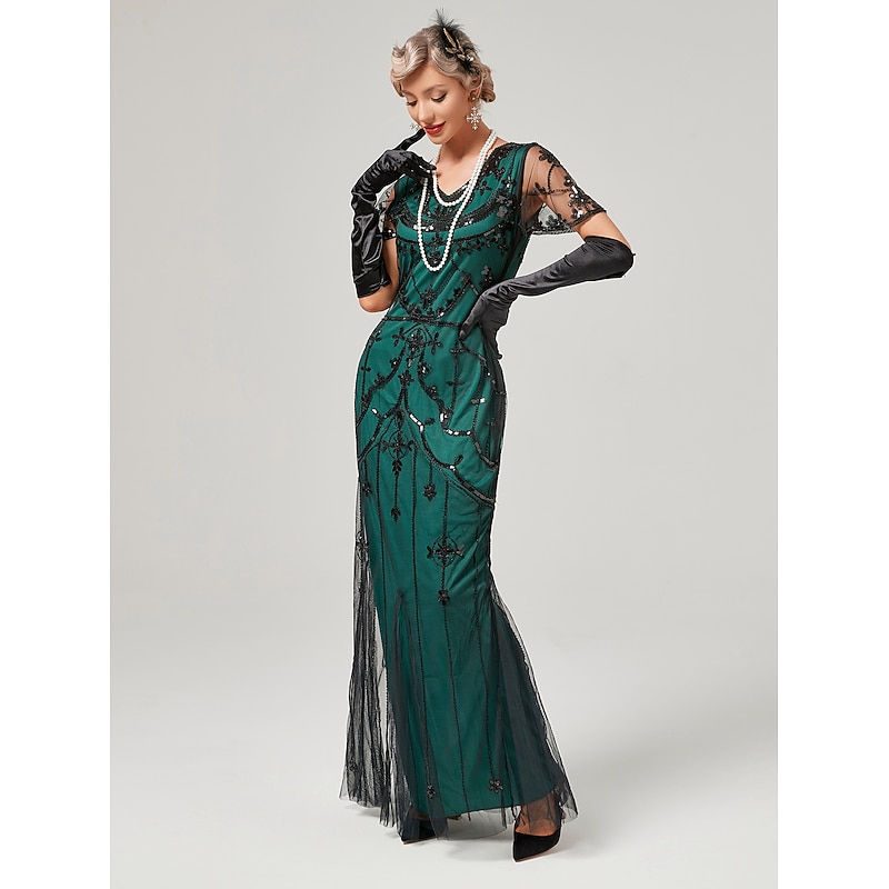 Roaring 20s 1920s Cocktail Dress Flapper Dress Dress Masquerade Normal The Great Gatsby Charleston Wedding Guest Sequins Fancy Dress Women's Carnival Masquerade Carnival Wedding Wedding Guest Adults'3