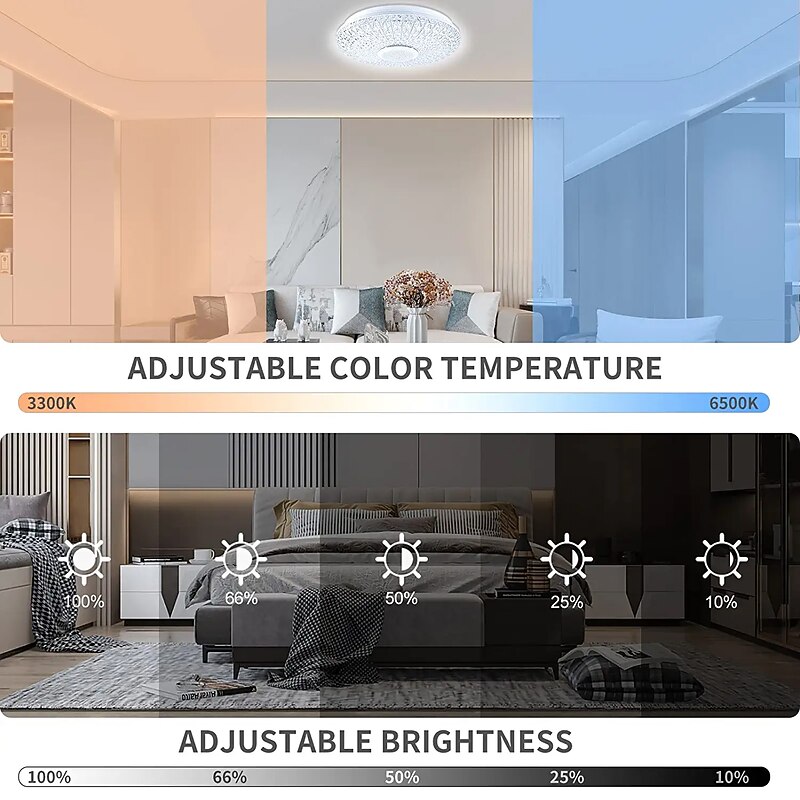 Led music ceiling light 15.6 in 36W with Bluetooth Speaker  Remote Color Change Remote Control / Smartphone App Control Suitable for Kitchen Living Room Bedroom Children's Room Corridor4