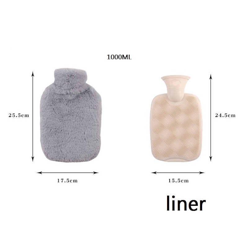 Hot Water Bottle Hot Water Bag With Plush Cover 1 Liter For Cramps, Pain Relief, Removable Hot Cold Pack Hot Water Bed Warmer4