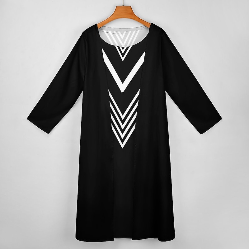 Women's Long Dress Maxi Dress Dress Set Two Piece Dress Church Dress Vacation Casual Winter Dress Holiday Date Loose Fit Color Block Long Sleeve Crew Neck Black and white stripes Fall Winter4