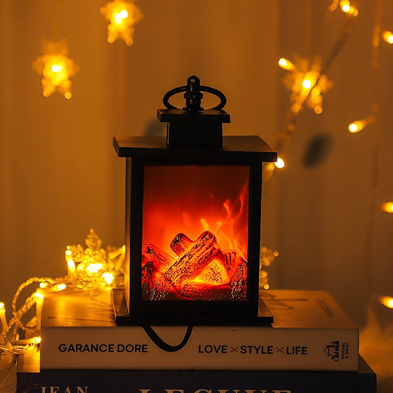 LED Flame Lantern Dynamic Lamp Simulation Fireplace Flame Night Light USB Battery Powered For Living Room Decor Halloween Classy3