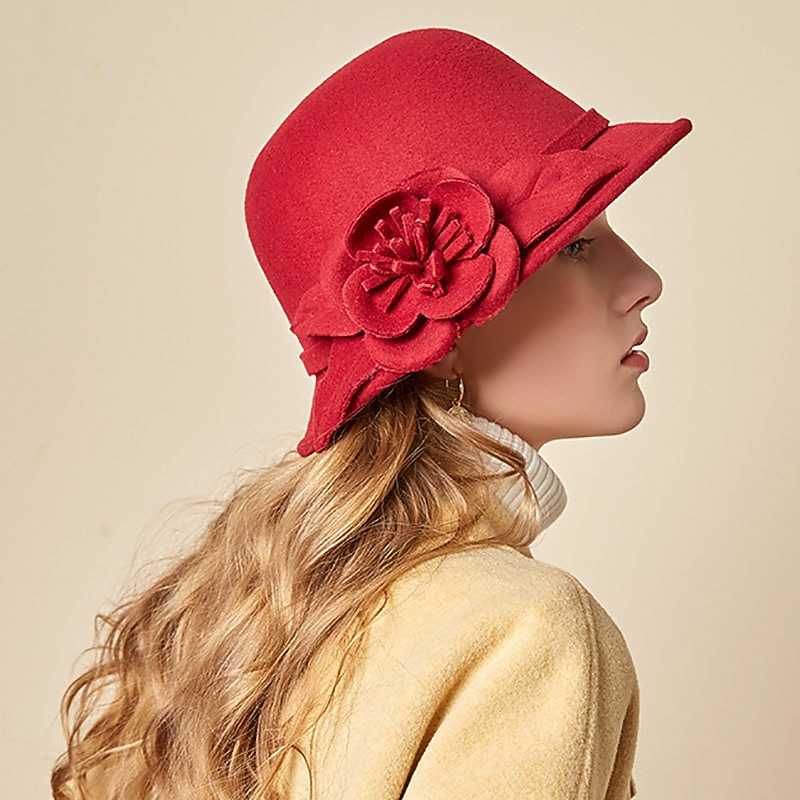 Hats Poly / Cotton Blend Bowler / Cloche Hat Bucket Hat Fedora Hat Casual Holiday Kentucky Cocktail Royal Astcot Fall Wedding Vintage Style Race Day Elegant With Appliques Split Joint Headpiece