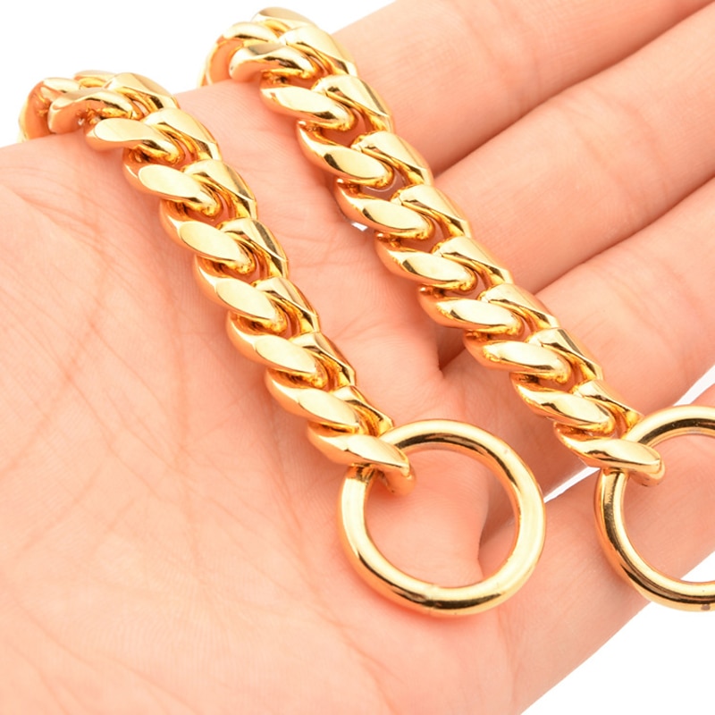10mm Small and Medium Pet Dog Chain Stainless Steel Titanium Steel Gold Cuban Chain Dog Collar Necklace Cat Chain4