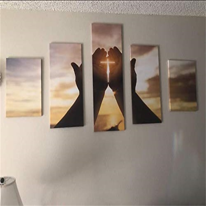 5 Panels Religious Prints Jesus Hands Resurrected Modern Wall Art Wall Hanging Gift Home Decoration Rolled Canvas Unframed Unstretched Painting Core4