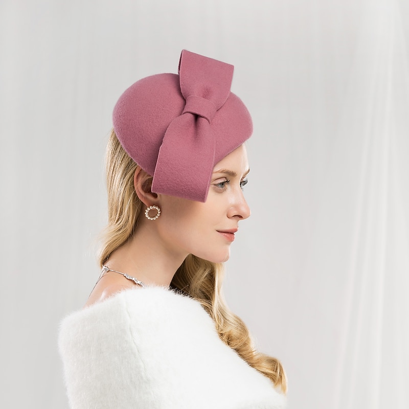 100% Wool Hats with Bowknot 1PC Casual Headpiece