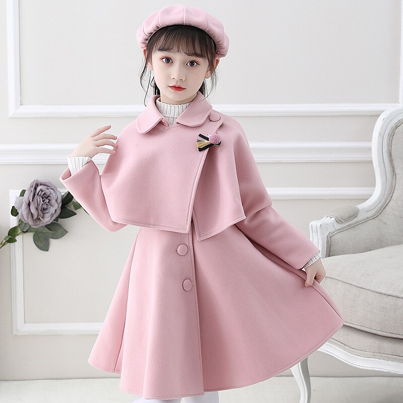Girls' 3D Plain Coat Long Sleeve Fall Winter Cute Adorable Kids 3-12 Years Daily Regular Fit2