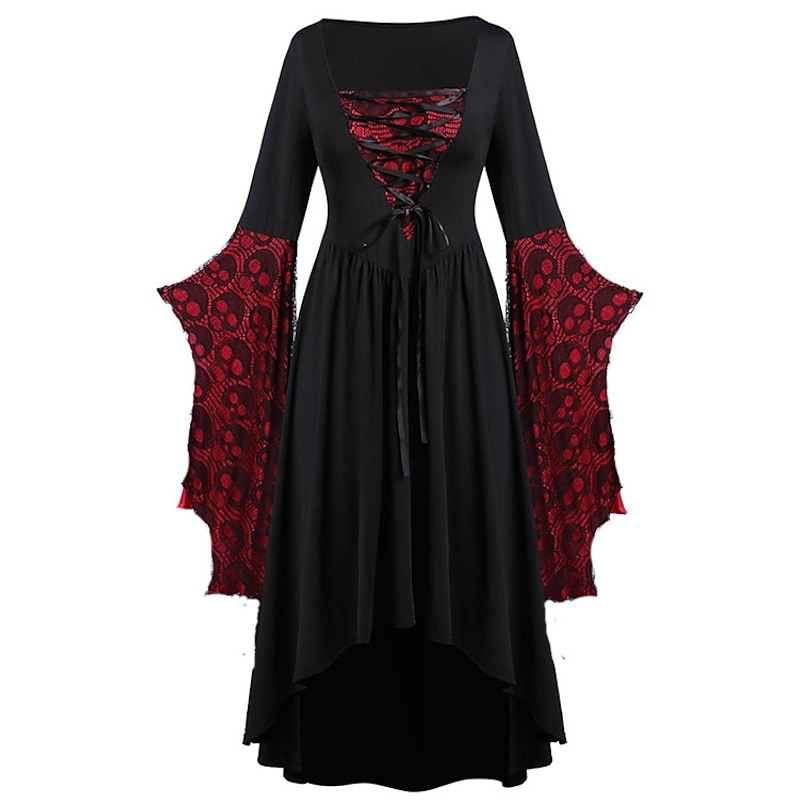 Retro Vintage Punk & Gothic Medieval Dress Masquerade Witch Witches Skull Fancy Dress Women's Fantasy Steampunk Walpurgis Night Halloween Carnival Masquerade Halloween Party / Evening Adults' Dress2