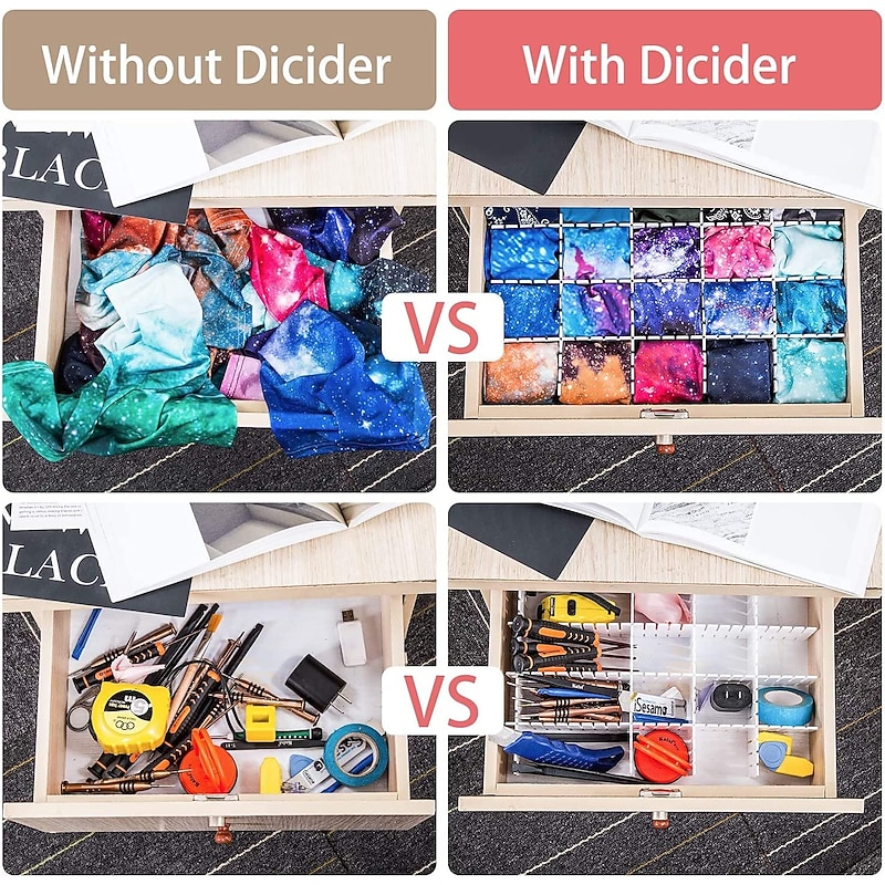 5/10PCS Adjustable Drawer Divider DIY Storage Shelves Household Free Combination Partition Board Makeup Sock Underwear Organizer4
