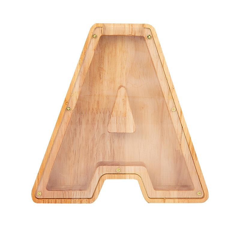 DIY Wooden Piggy Bank for Boys and Girls Letters Coin Bank Wooden Money Box,Money Box Wooden Piggy Bank Gift for Kids Birthday, Christmas Gift 5