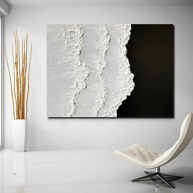 Handmade Oil Painting Canvas Wall Art Decorative Abstract Knife Painting Seascape White For Home Decor Rolled Frameless Unstretched Painting4
