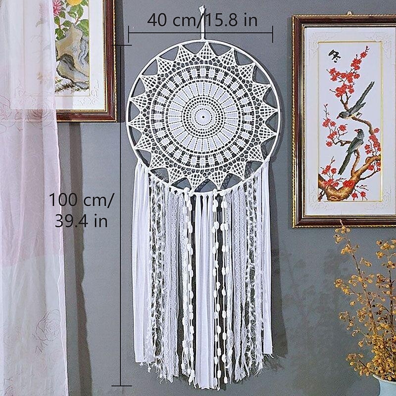 Indian Large Dream Catcher Handmade Gift Feather Hook Flower Wind Chime Ornament Wall Hanging Decor Art Boho Style3