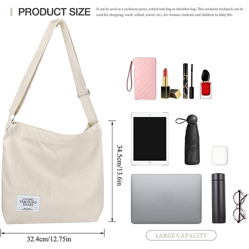 Women's Canvas Shoulder Bag – Minimalist Adjustable Crossbody Tote for Casual, Travel, and Everyday Use2