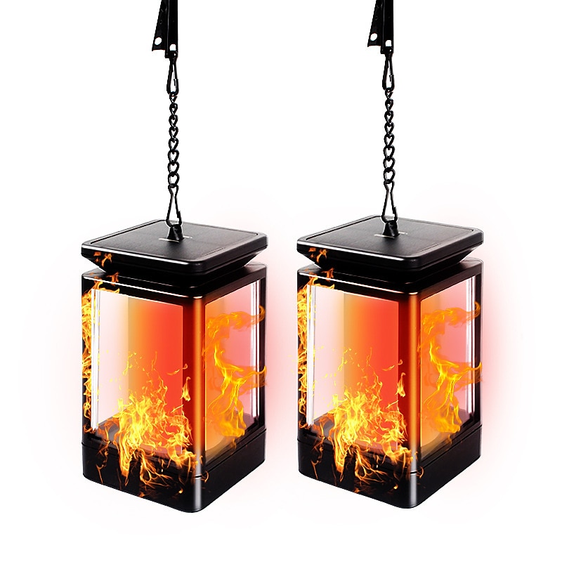 Solar Flame Lantern Outdoor Pathway Lights Garden Lights LED Waterproof Hanging Light 99LEDs Retro Garden Light 3 Modes Lighting Landscape Light for Courtyard Balcony Pathway Christmas/Halloween Decor