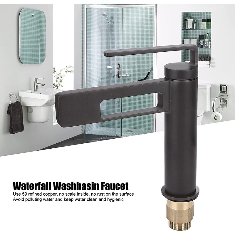 Bathroom Sink Faucet,Black Bathroom Faucet,Brass Single Handle One Hole Gun Shape Bath Taps(Black/Grey/Chrome/Golden)2