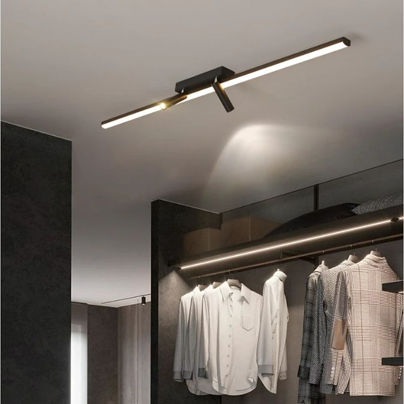 2-Light 80/100 cm Single Design Ceiling Light LED Spotlight Track Light Metal Modern Simple Style Black 220-240V
