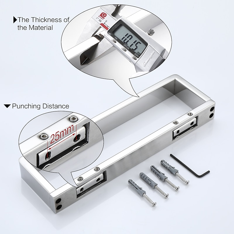 Bathroom Accessory Set 304 Stainless Steel 3-Piece Towel Rack, Towel Ring, Toilet Paper Rack,Bright Silvery2