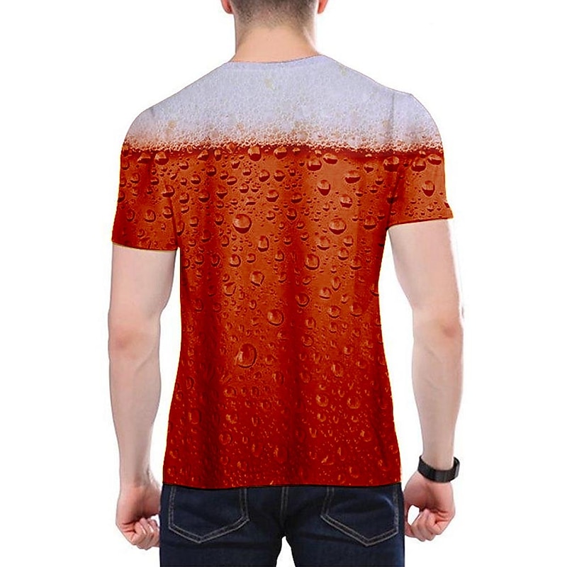 Men's Graphic Bubble Beer Shirt T Shirt Short Sleeve T shirt 3D Print Round Neck Shirt Streetwear Exaggerated Daily Going out Oktoberfest Light Green Red Blue Clothing Apparel Normal S M L XL XXL 3XL4