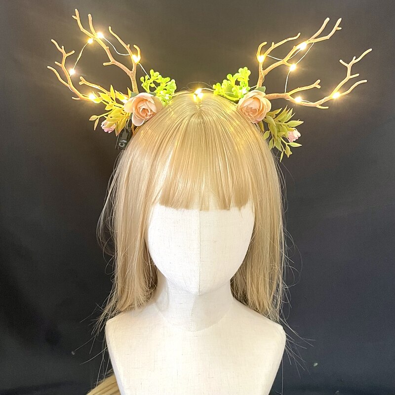 1pcs Festival Antler Headband Net Red Moose Night Market Deer Luminous Headband Festival Jewelry Hairpin Hair Accessories