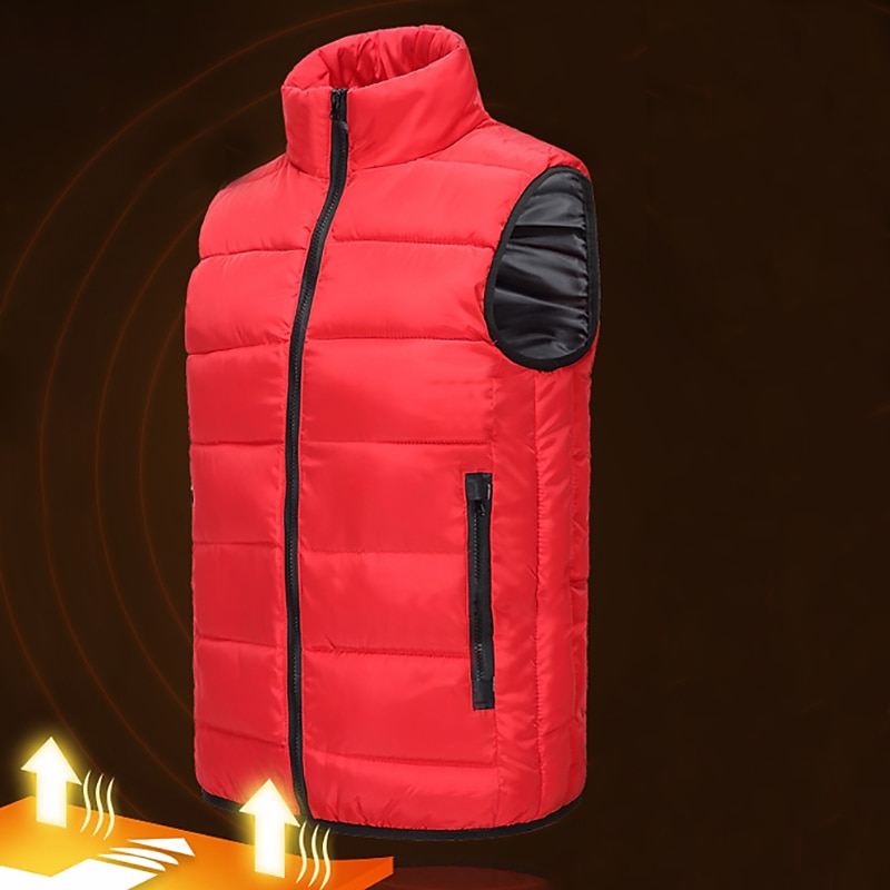 Men's Padded Hiking Vest Quilted Puffer Jacket Sleeveless Outerwear Trench Coat Top Outdoor Thermal Warm Windproof Breathable Quick Dry Winter Cotton Nylon Kong Lan Black Orange Work Hunting Ski4