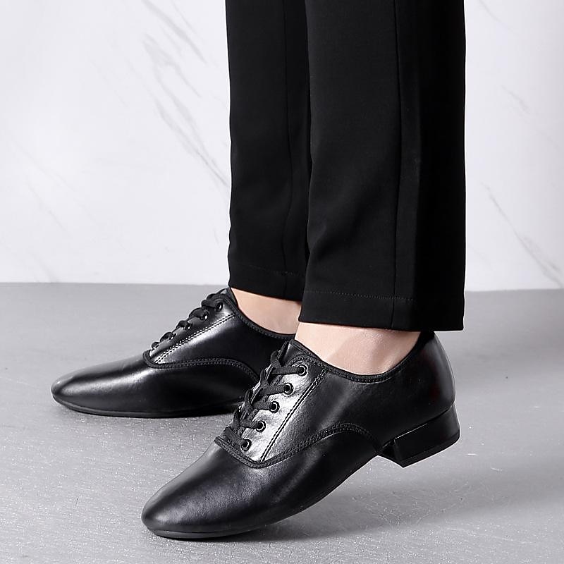 Men's White Faux Leather Lace-Up Ballroom Dance Shoes – Low Heel Performance Footwear for Latin, Waltz & Practice Sessions2