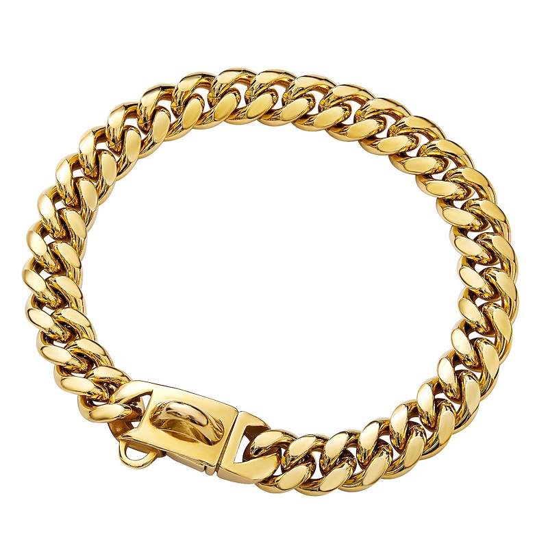 14mm New Pet Dog Collar Stainless Steel Cuban Chain Dog Chain Dog Collar Lock Gold Silver Dog Chain4