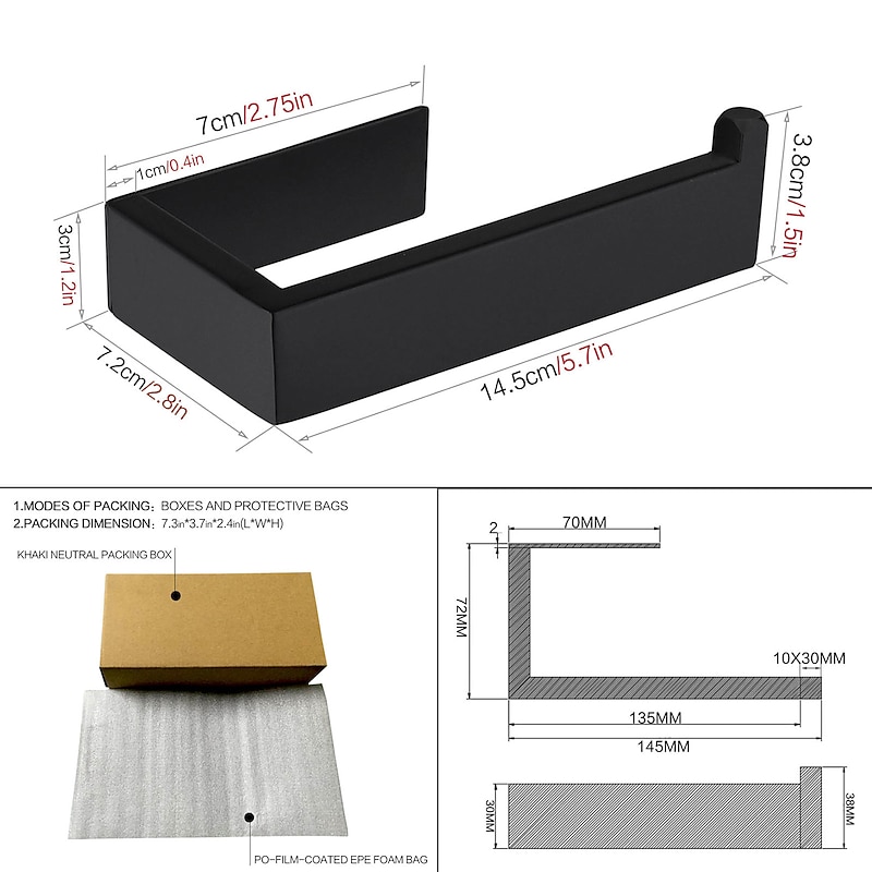 Toilet Paper Holder,SUS304 Self Adhesive Wall Mounted Toilet Roll Holder,Stainless Steeln Bathroom Tissue Holders(Black/Chrome/Golden/Brushed Nickel)2