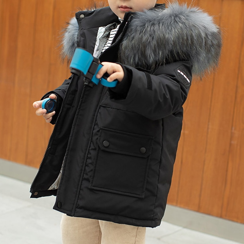 Boys' 3D Plain Down Coat Puffer Jacket Long Sleeve Fall Winter Active Cool Kids 3-10 Years Vacation Daily Regular Fit4