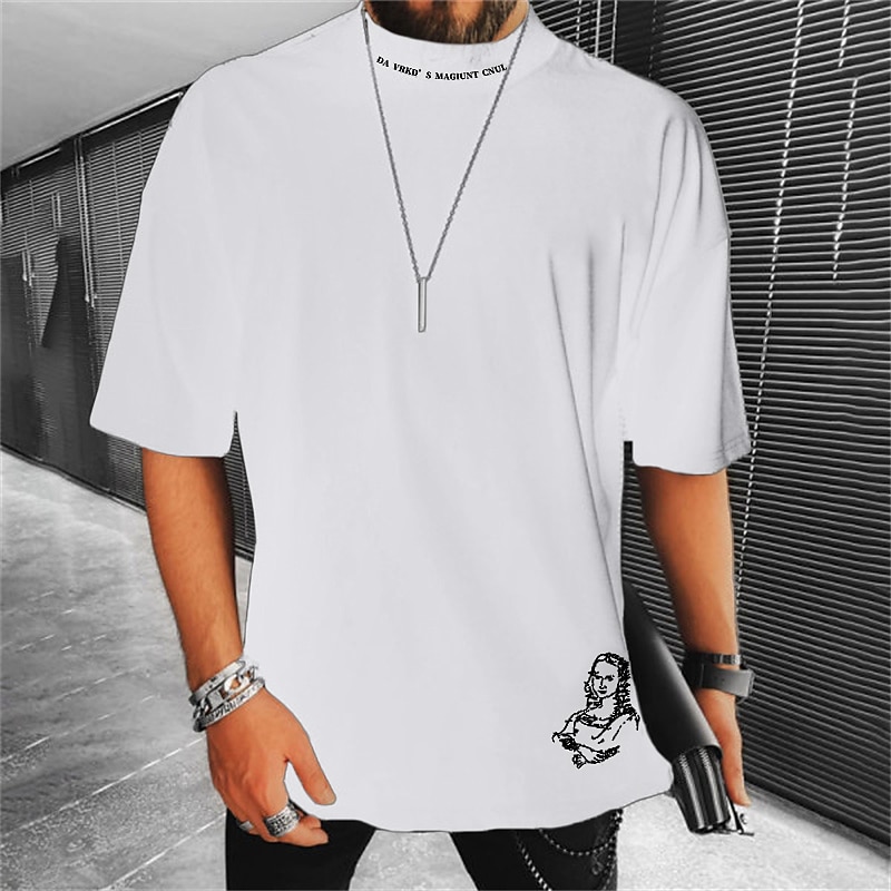 Men's Portrait T Shirt Casual Style Cotton Short Sleeve Graphic Shirt Black White Gray Comfortable Tee Vacation Casual Fashion Designer Clothing4