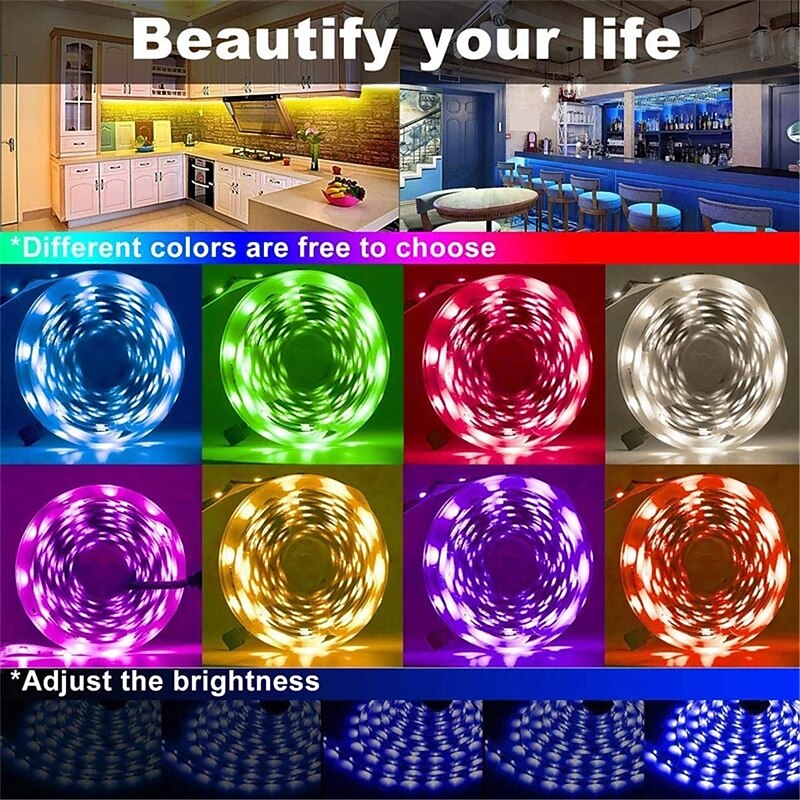 5m LED Strip Lights Bluetooth APP RGB SMD 2835 IP20 Luces Flexible Lamp Tape Ribbon Diode DC12V Home Party Decoration3