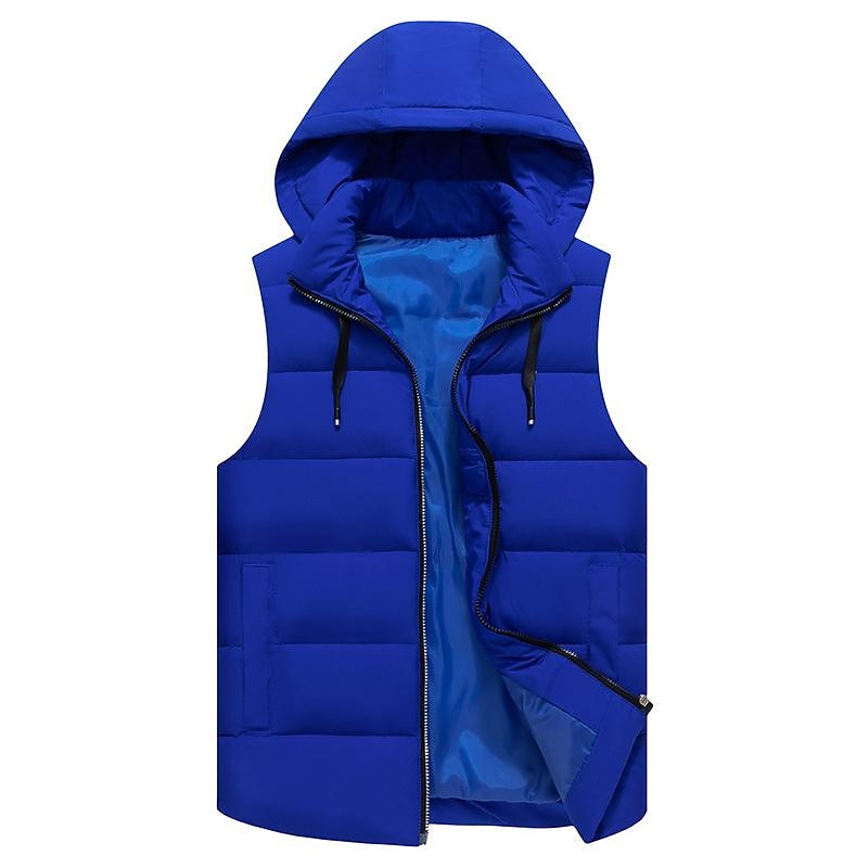 Men's Puffer Vest Thermal Warm Breathable Lightweight Winter Autumn / Fall Solid Color Black White Red Blue Puffer Jacket2