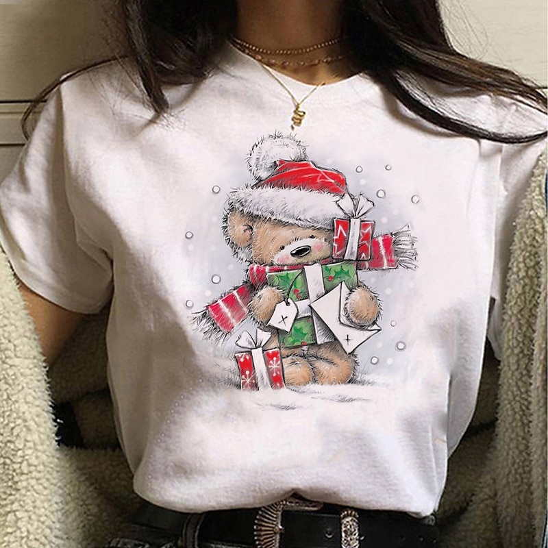 Christmas Santa Claus T-shirt Anime Cartoon Anime Classic Street Style For Couple's Men's Women's Adults' Hot Stamping3