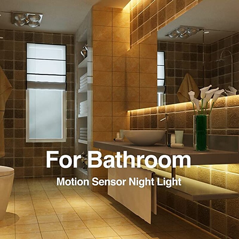 1/2pcs Kitchen Cabinet Light Tape LED Motion Sensor LED Strip Light Waterproof Wireless PIR LED Lamp Battery Stairs Wardrobe Lamp4