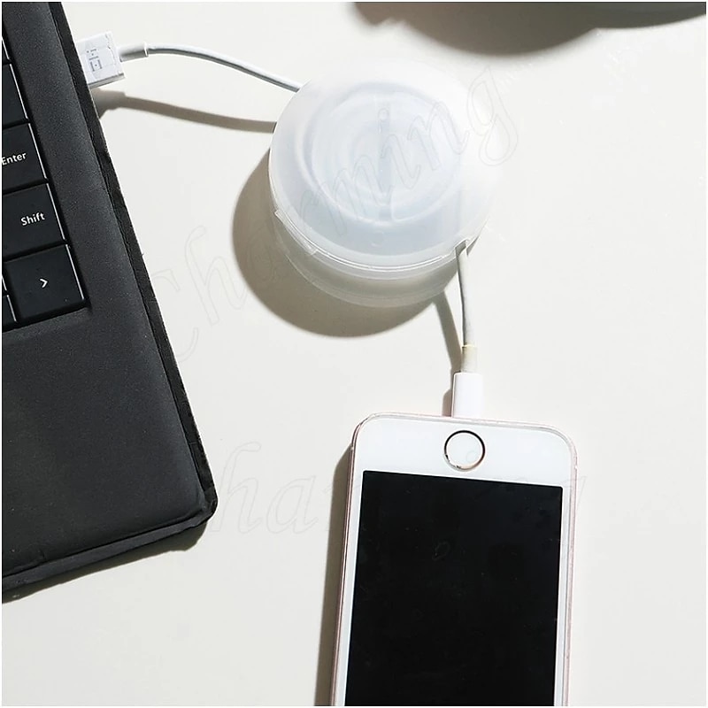 2pcs Round Wire Winder Box Portable Multifunctional Data Cable Storage Case Cable Container USB Charger Holder Wire Management Box2