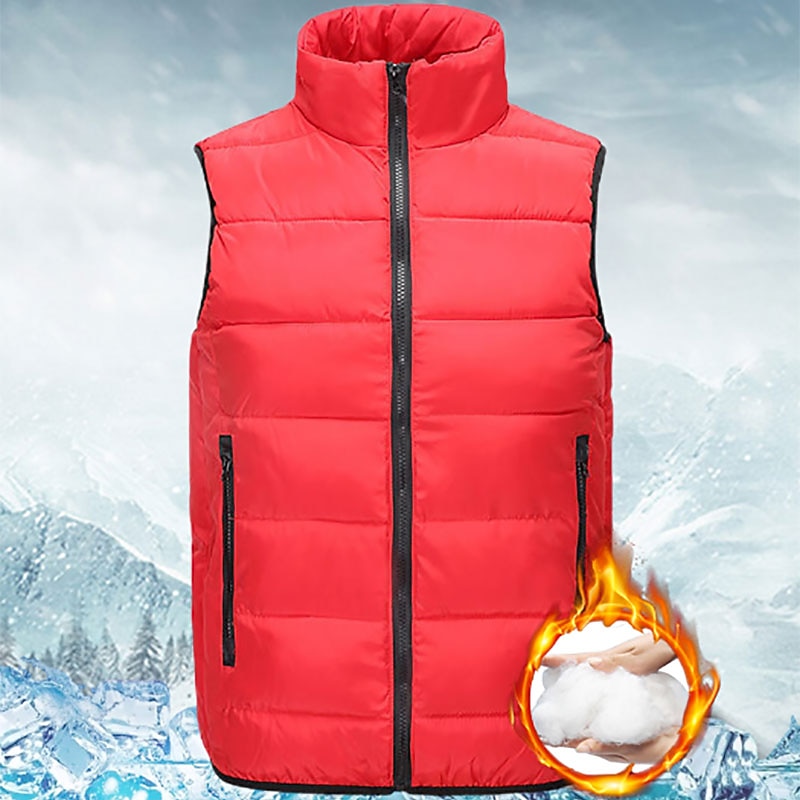 Men's Padded Hiking Vest Quilted Puffer Jacket Sleeveless Outerwear Trench Coat Top Outdoor Thermal Warm Windproof Breathable Quick Dry Winter Cotton Nylon Kong Lan Black Orange Work Hunting Ski2