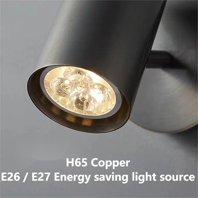 Wall Sconces with Spotlight as Bedside Reading Light,  LED Wall Mount Light Fixtures with Switch Adjustable Black H65 Copper Sconce Lighting for Bedroom Corridor Hallway3