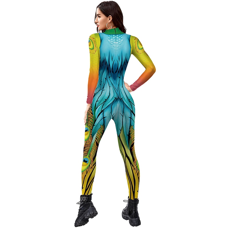 Zentai Suits Cosplay Costume Bodysuit Peacock Carnival Costume Full Body Suit Women's Cosplay Graphic Spandex Lycra Costume for Halloween Carnival Masquerade Adults'3