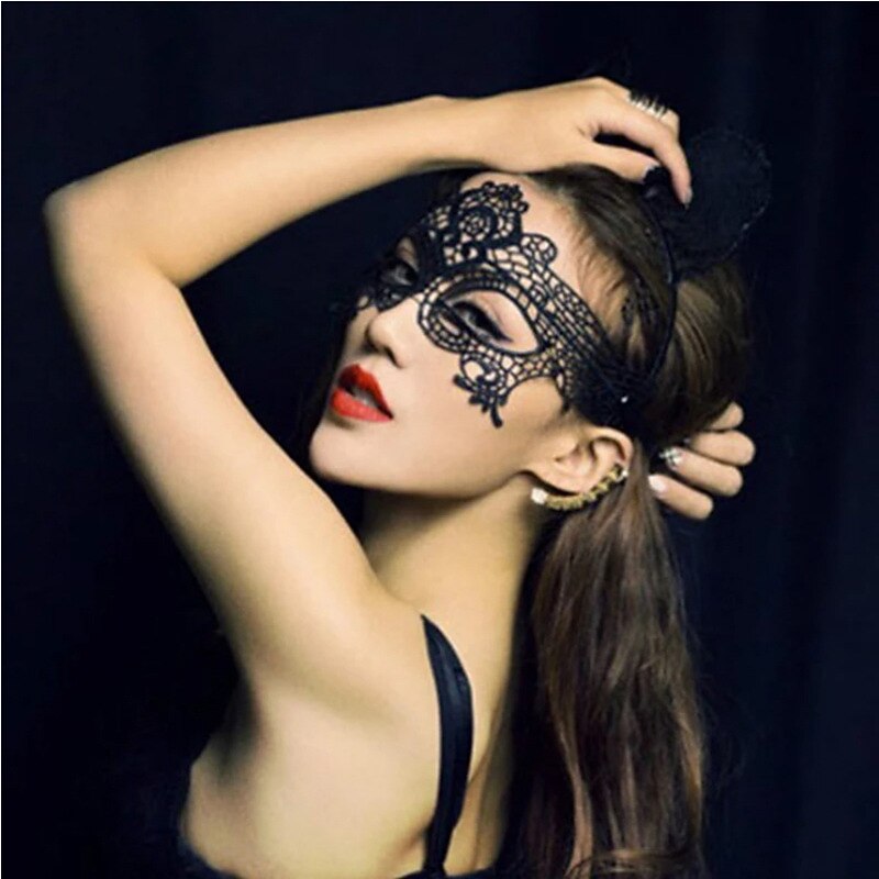 Europe And America Fashion Temperament Elegant Sexy Black Lace Face Mask For Women Girls Lover Date Party Jewelry Gift3