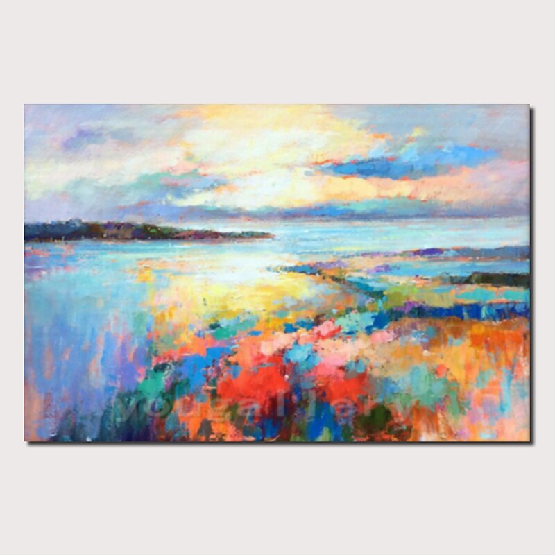 Handmade Oil Painting Canvas Wall Art Decorative Abstract Knife Painting Landscape Blue For Home Decor Rolled Frameless Unstretched Painting3