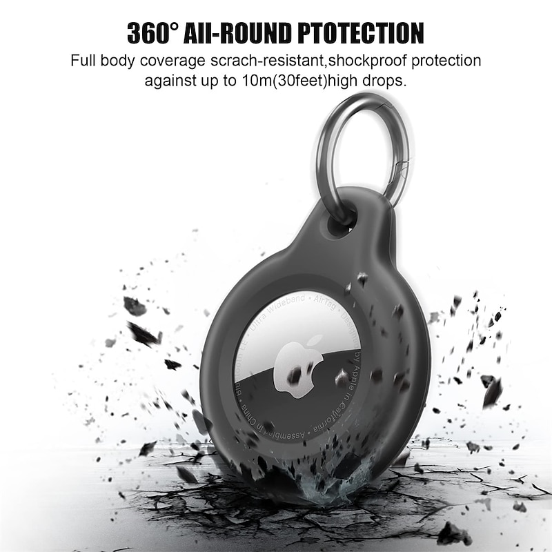 IP68 Waterproof AirTag Holder Case – Shockproof 360° Full Body Protective Keychain Cover with Metal Ring for Apple AirTag, Ideal for Pets, Keys, Bags, and Backpacks 2 Pack4