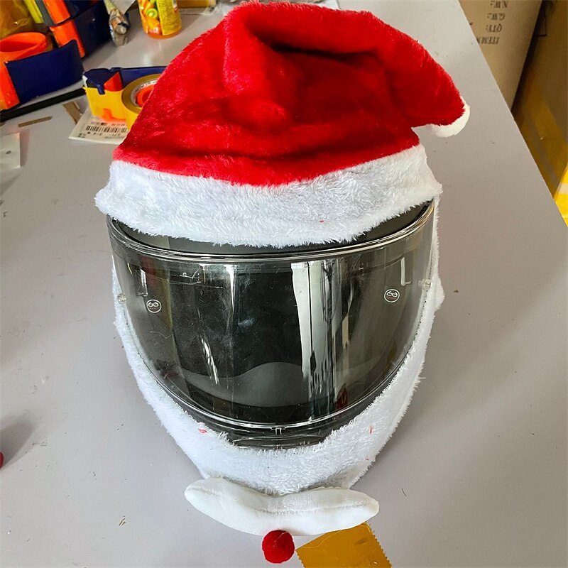 Santa Claus Hat Motorcycle Helmet Cover Santa Claus Motorcycle Helmet Cartoon Protective CoverChristmas3