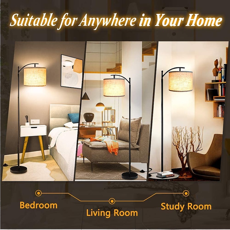 Floor Lamp Multi Functional Living Room Optional Intelligent WIFI RGBCW Bulb and Adjustable Lever 60-71 inch High Gray Linen Lamp Bedroom Sun Shade Vertical Lamp3