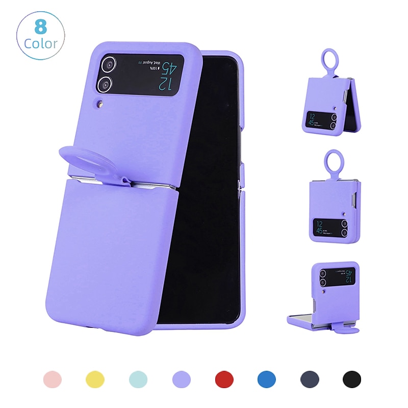 Phone Case For Samsung Galaxy Z Flip 6 Z Flip 5 Z Flip 4 Z Flip 3 Flip Flip Case with Ring Solid Colored Silicone