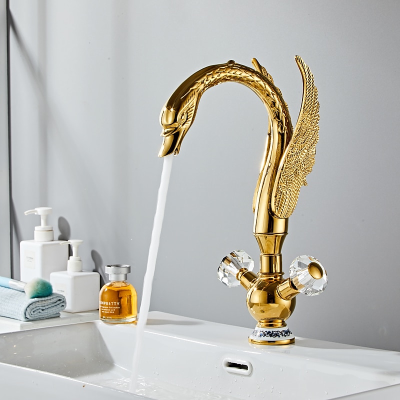 Bathroom Sink Faucet - Waterfall Chrome Centerset Single Handle Two Holes Bath Taps