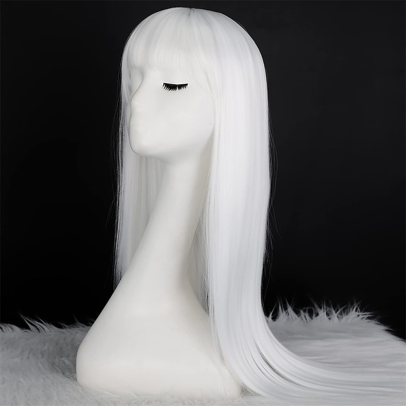 White Wig Straight White Wigs for Women Synthetic Colorful Platinum White Wigs Cosplay