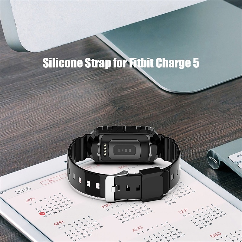 Smart Watch Band Compatible with Fitbit Charge 4 / Charge 3 / Charge 3 SE Charge 5 Silicone Smartwatch Strap Waterproof Adjustable Breathable Sport Band Replacement  Wristband2