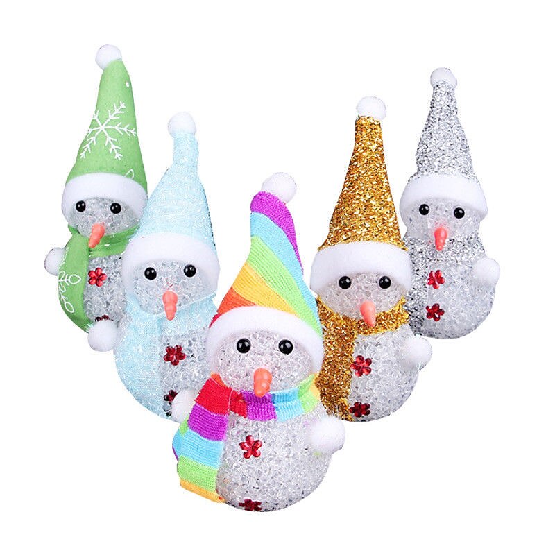 Multicolor Led Luminous Snowman Ornaments Christmas Pendant Christmas Crystal Lamp Nightlight Merry Christmas Gift Noel Goods4