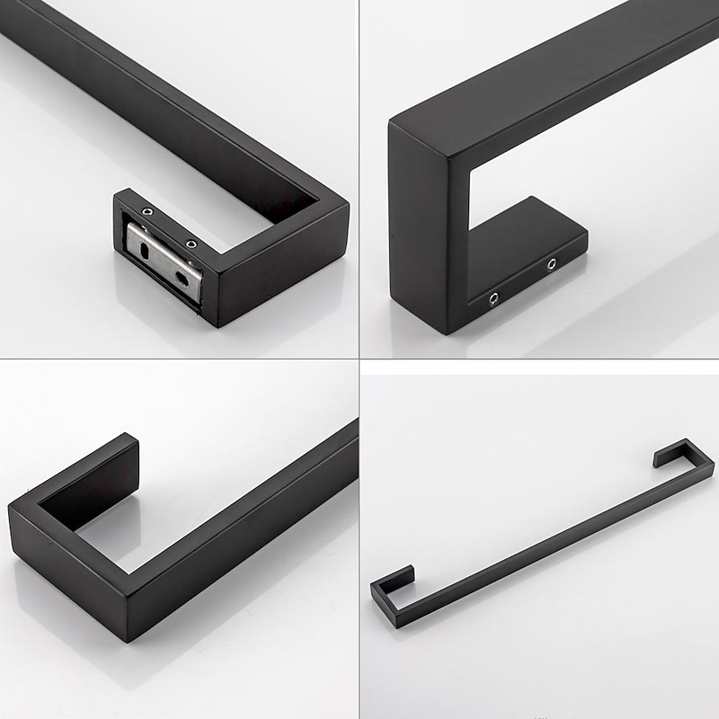 Bathroom Hardware Set 4 Pieces, SUS304 Stainless Steel Remodeled Wall Mounted Bathroom Accessories, Include 1 Robe Hook, 1 Towel Holder.1 Toilet Paper Holder,1 Toliet Brush Sets3